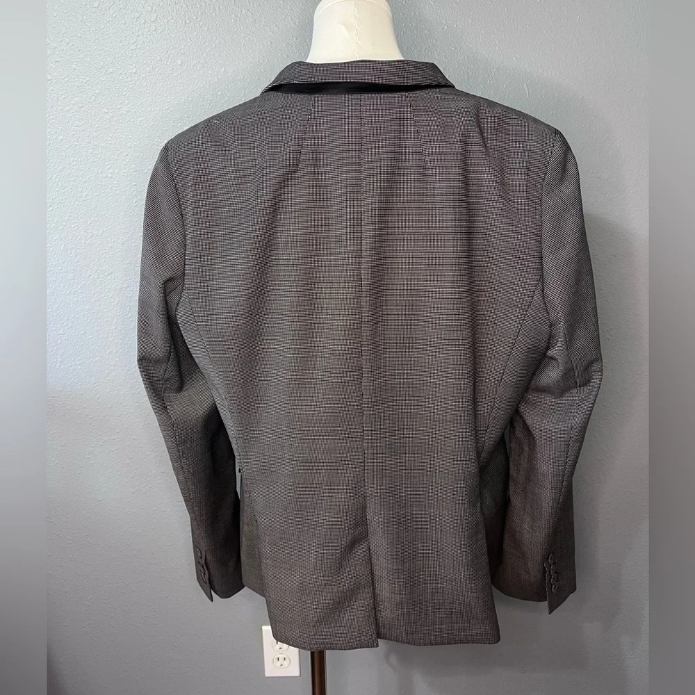 Lafayette 148 New York Wmns Black/White Checkered/Plaid like Blazer Sz 16 Wool